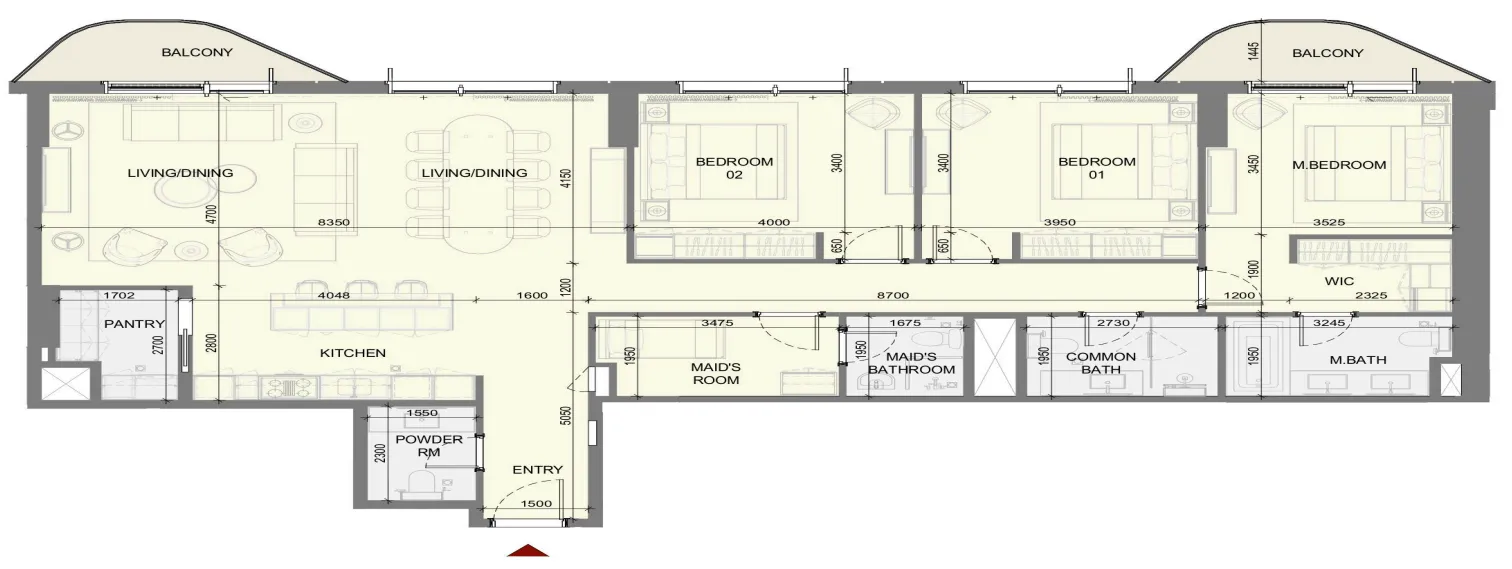 Takaya 3 bed floor plan, 1,879 sqft
