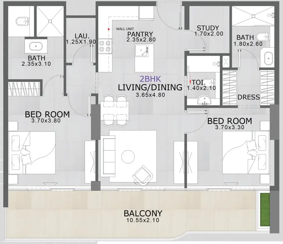 Floarea Skies 2 bed floor plan, 1,181 sqft