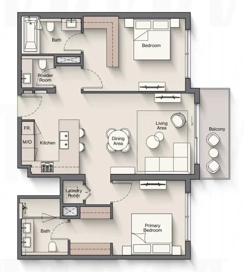 Windsor House 2 2 bed floor plan, 1,136 sqft