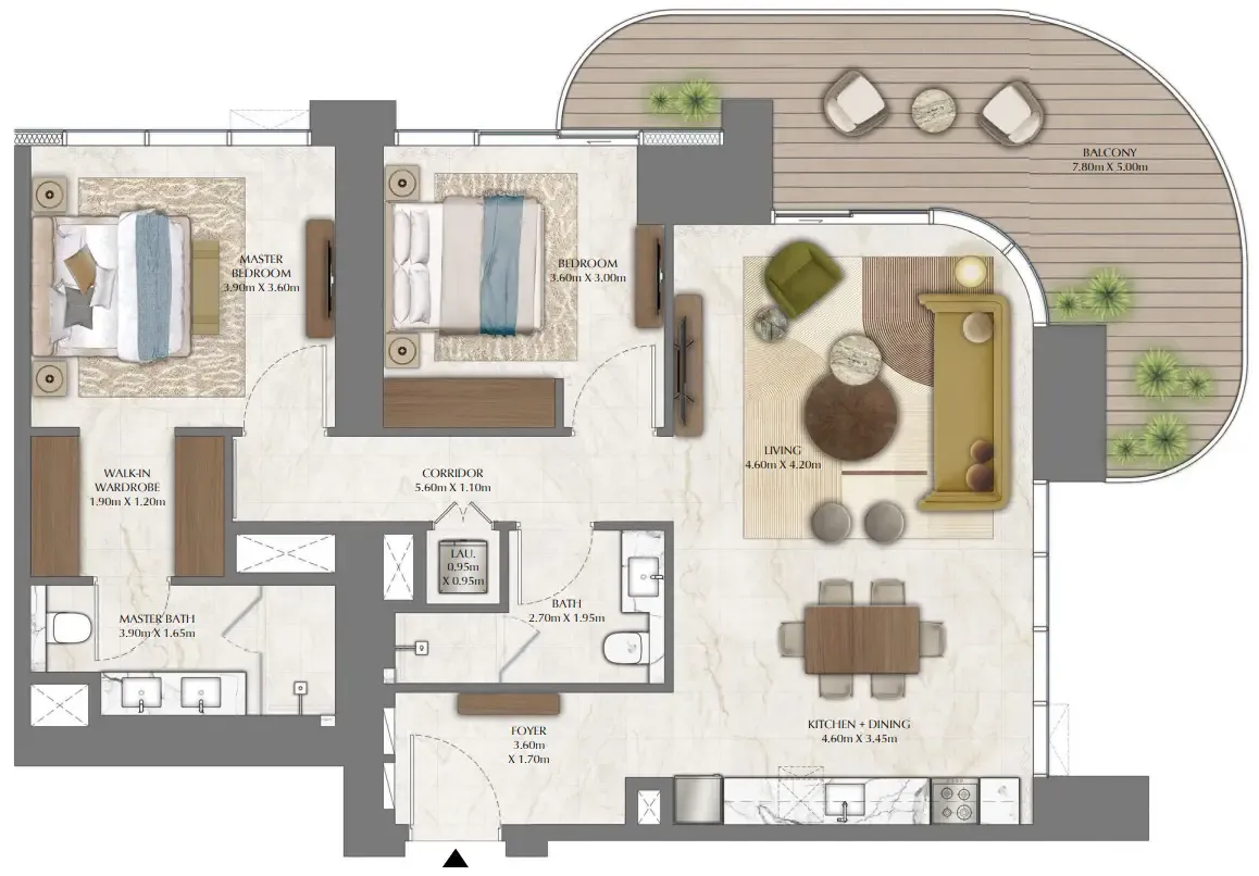 Address Residences Zabeel 2 bed floor plan, 1,406 sqft