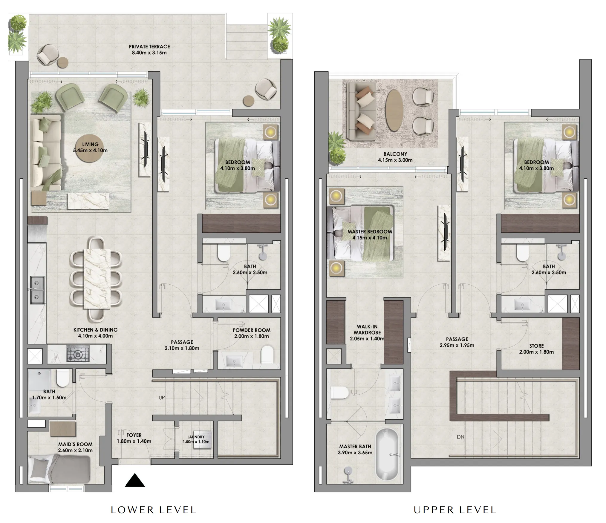 Palace Residences Hillside Towers A & B 3 bed floor plan, 2,622 – 2,623 sqft