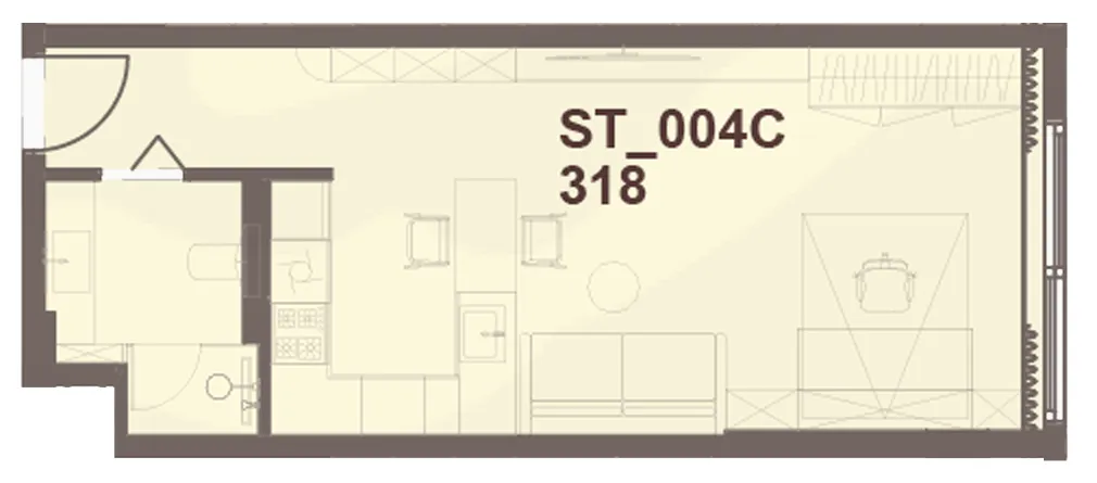 J-Haus Residence Studio floor plan, 445 sqft
