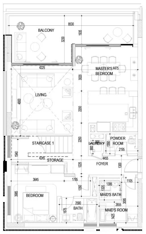 Naseem Al Jurf 3 bed floor plan, 2,024 sqft