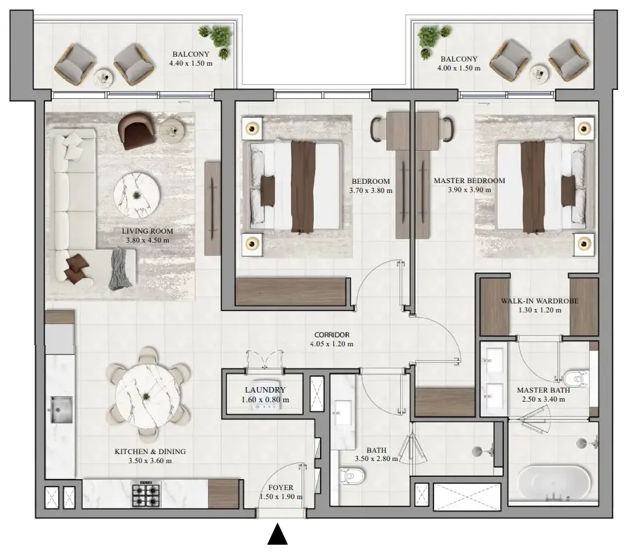 Vista Ridge 2 bed floor plan, 1,286 sqft