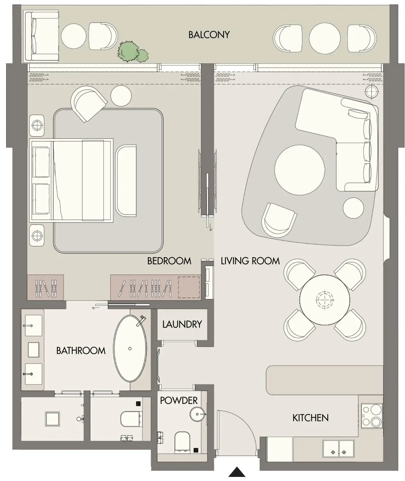 W Hotels and Residences Al Marjan 1 bed floor plan, 1,085 sqft