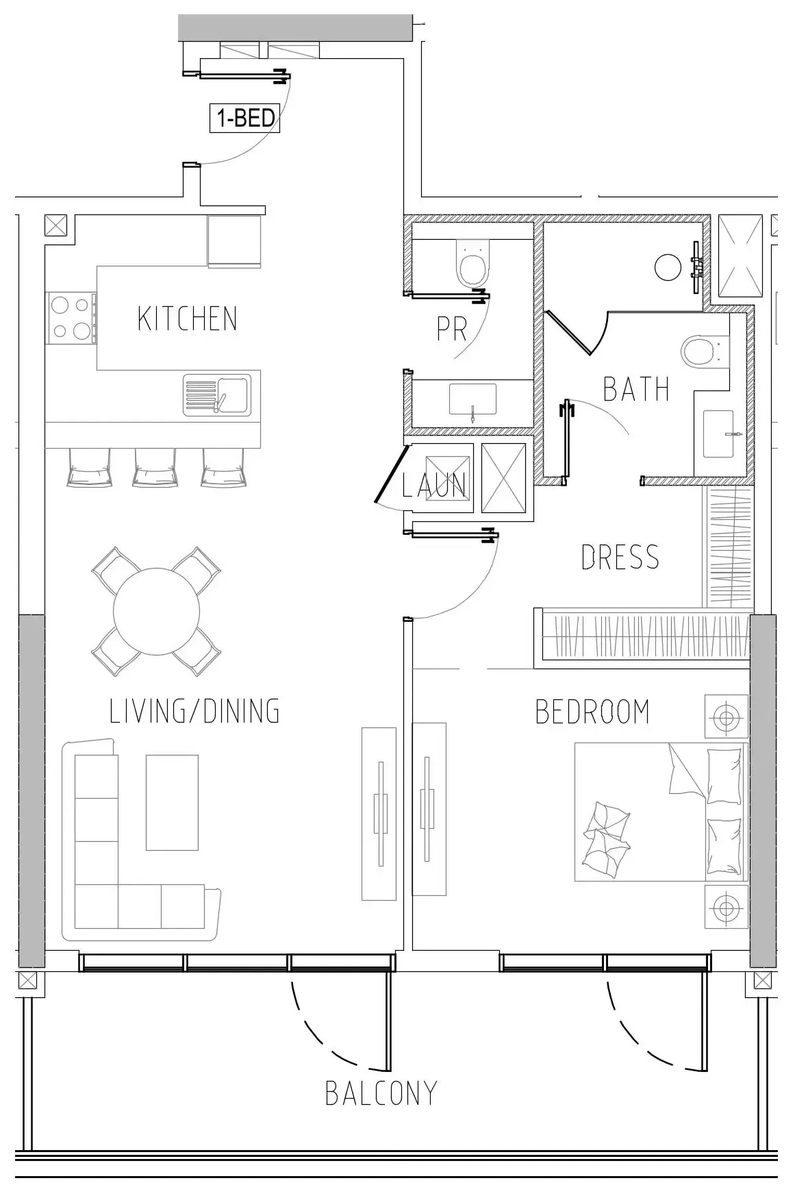 Damac Riverside Views 1 bed floor plan, 1,042 sqft