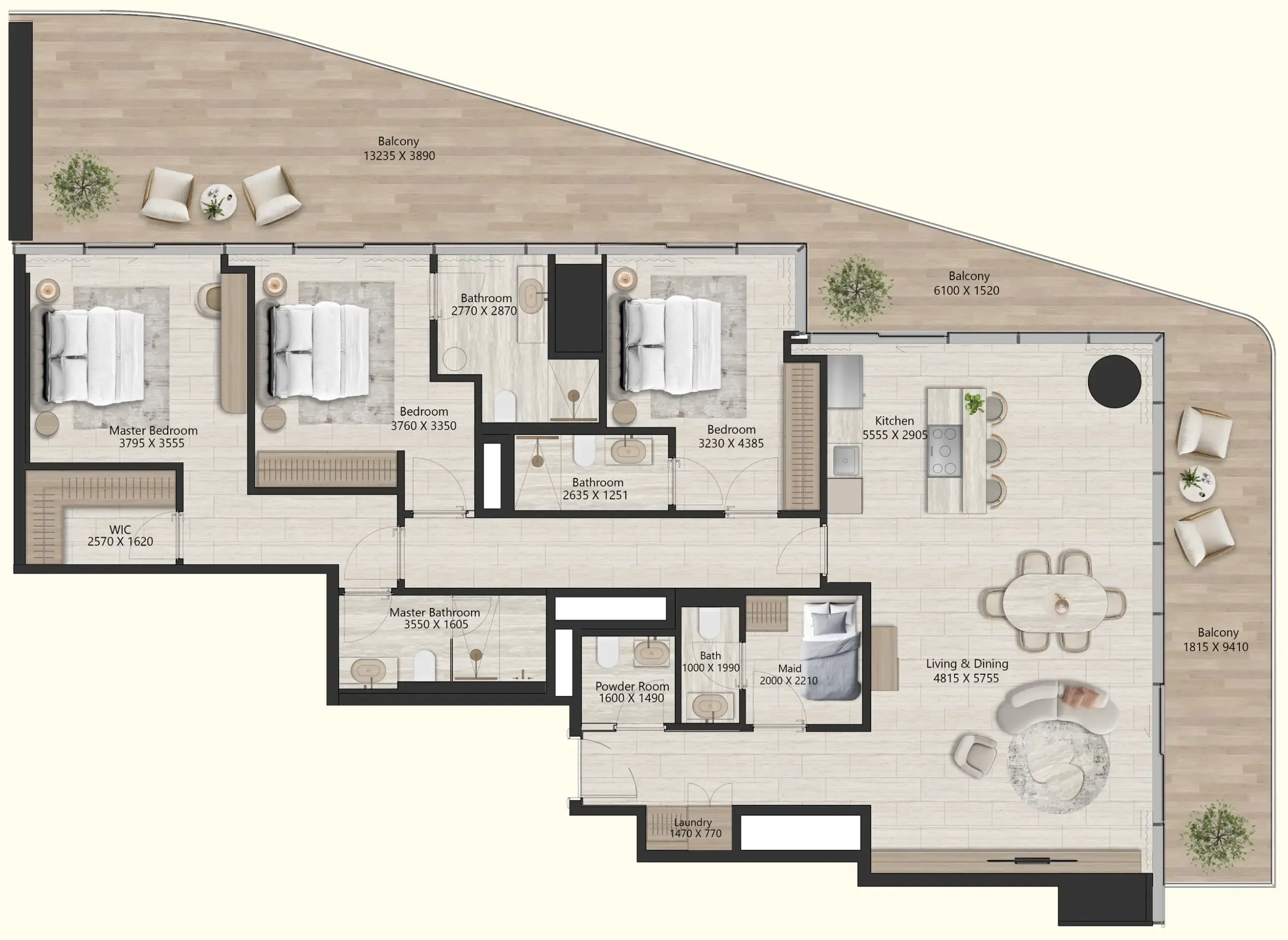 Il Vento 3 bed floor plan, 2,387 sqft