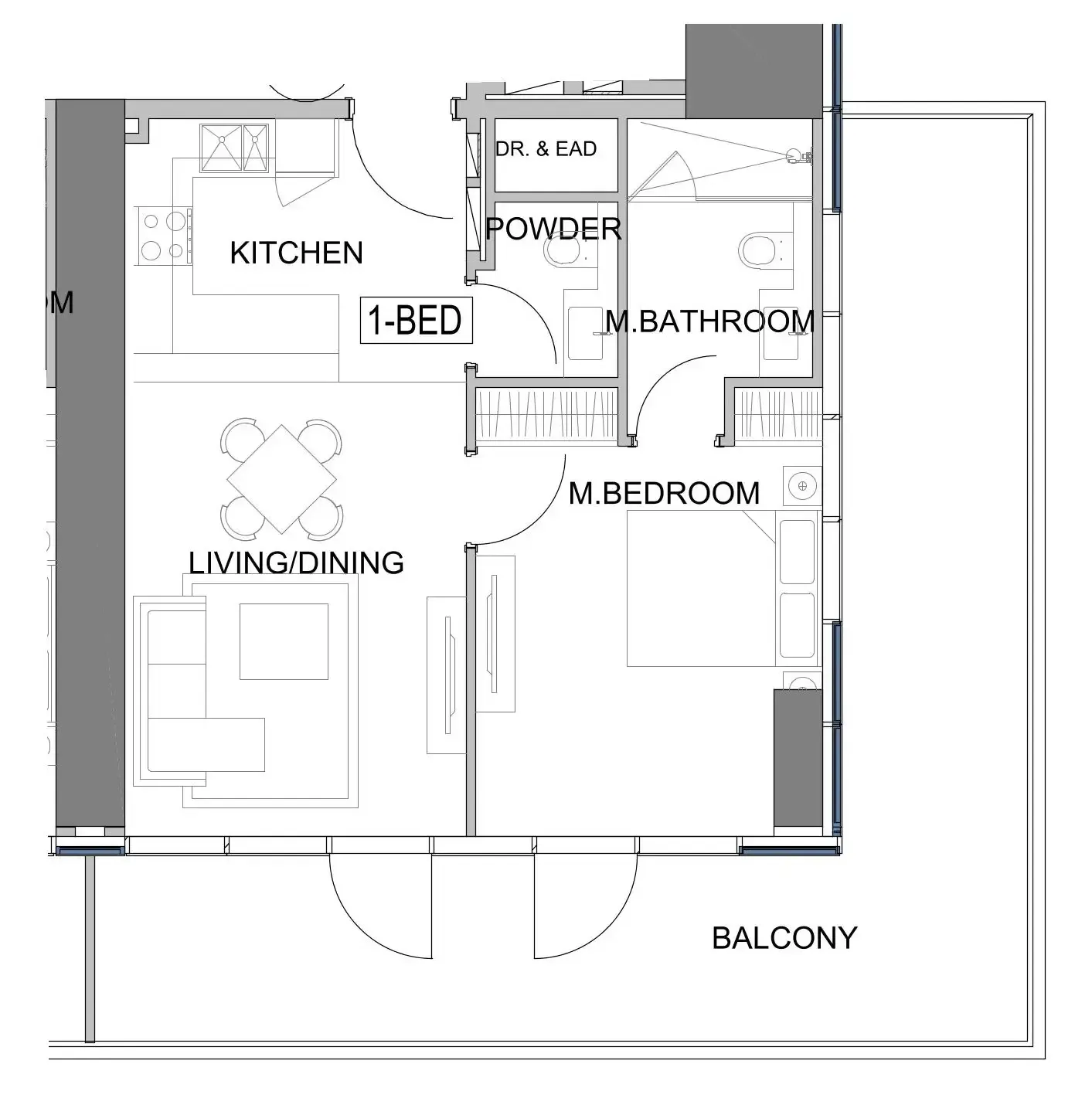 Damac Safa Gate 1 bed floor plan, 983 sqft
