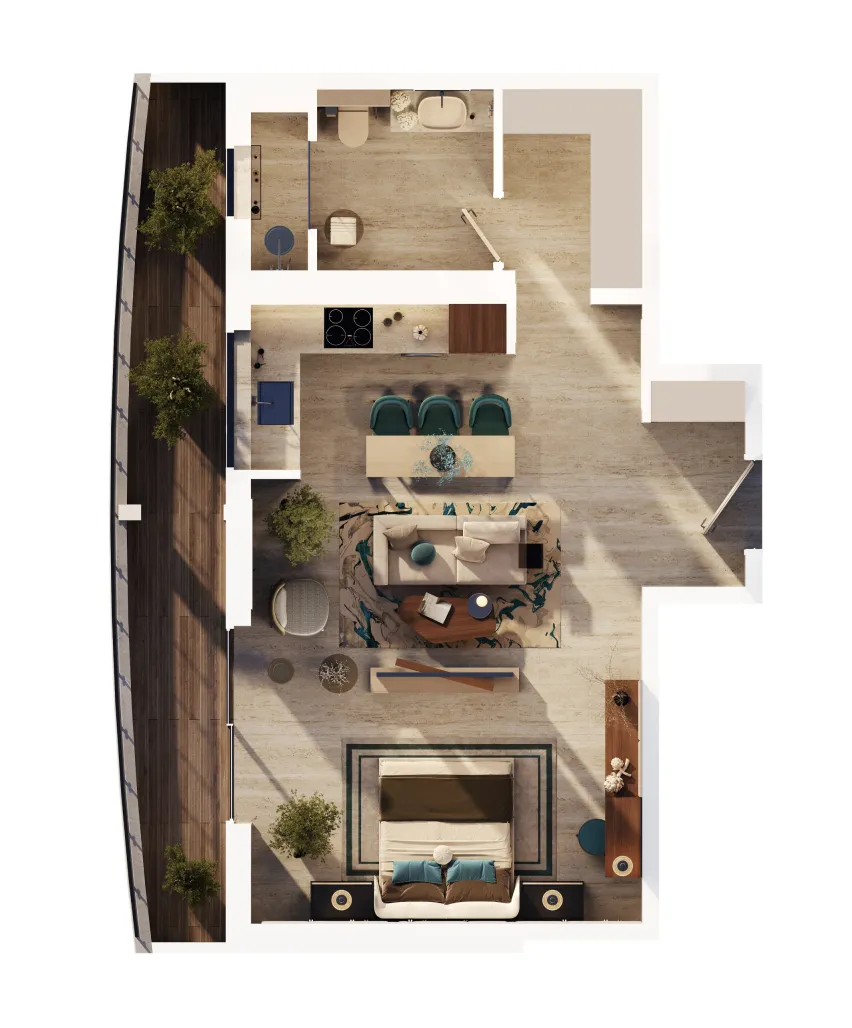 MAG 777 Studio floor plan, 743 sqft