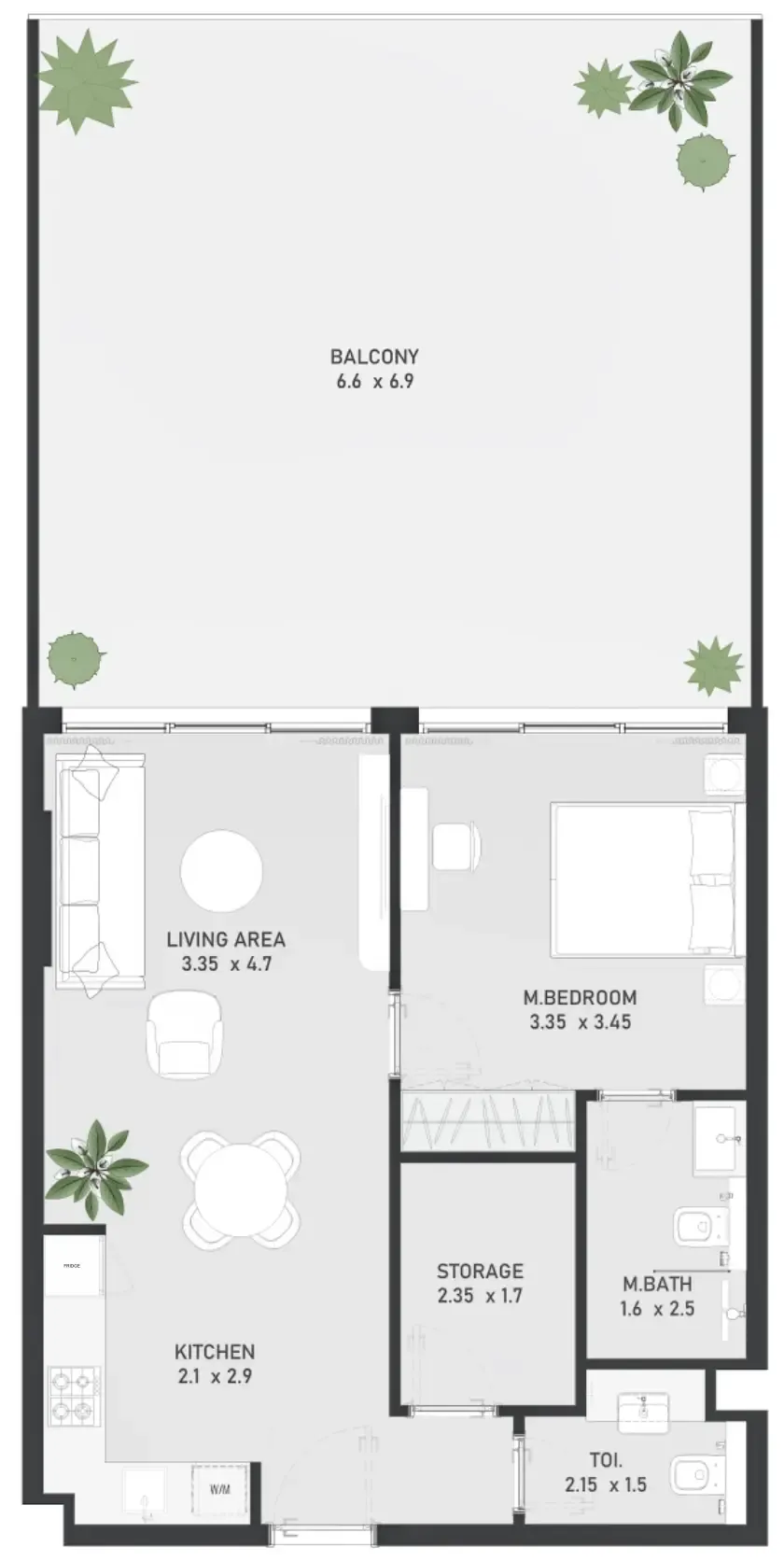 Ayami Residence 1 bed floor plan, 1,102 sqft