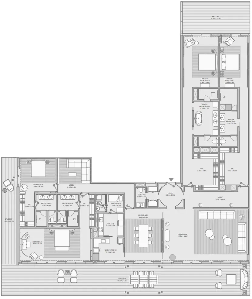 Armani Beach Residence 4 bed floor plan, 6,957 sqft