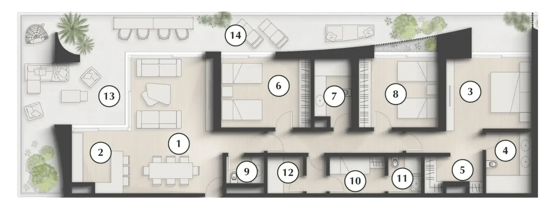 Lunaya Terraces 3 bed floor plan, 2,490 sqft