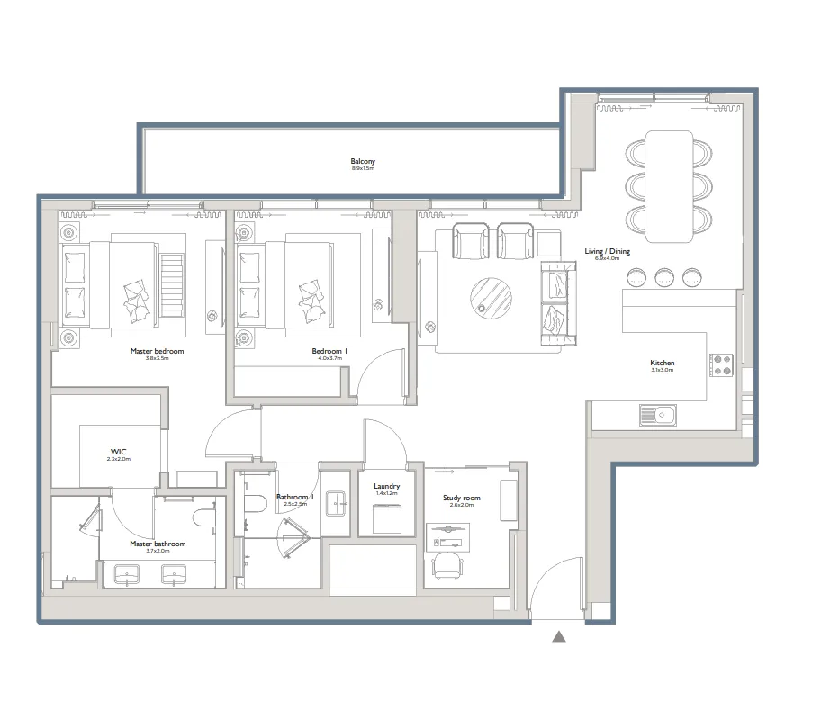 Serenia District East Residences 2 bed floor plan, 1,457 – 2,186 sqft