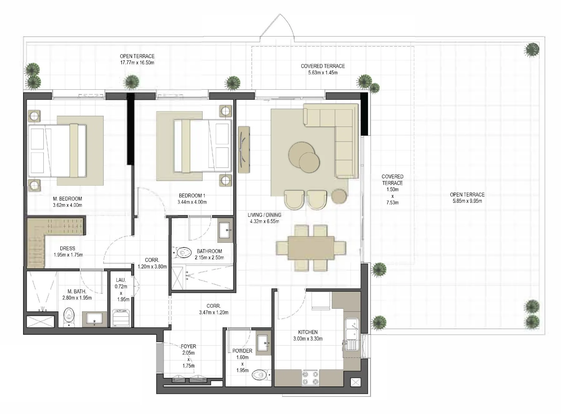 Aysha Residences 1 and 2 2 bed floor plan, 2,141 sqft