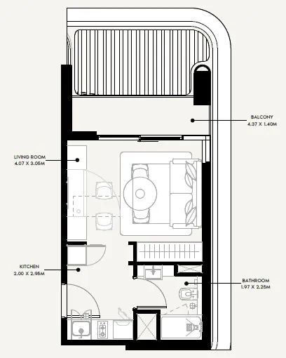 Azizi Sakandar Studio floor plan, 342 sqft