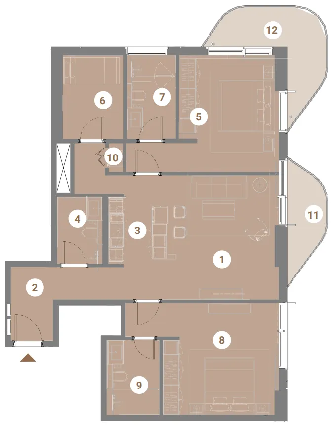 Takaya 2 bed floor plan, 1,297 – 1,425 sqft