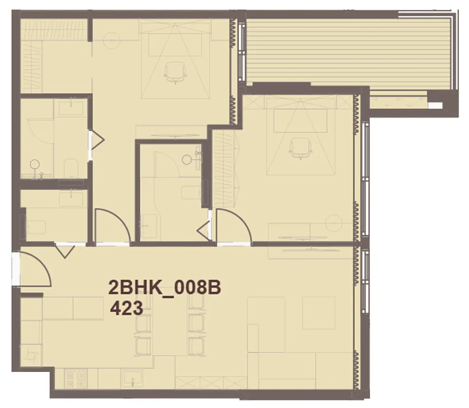 J-Haus Residence 2 bed floor plan, 1,092 sqft