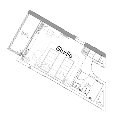 Damac Hills 2 - Hotel Edge by Rotana Studio floor plan, 356 sqft