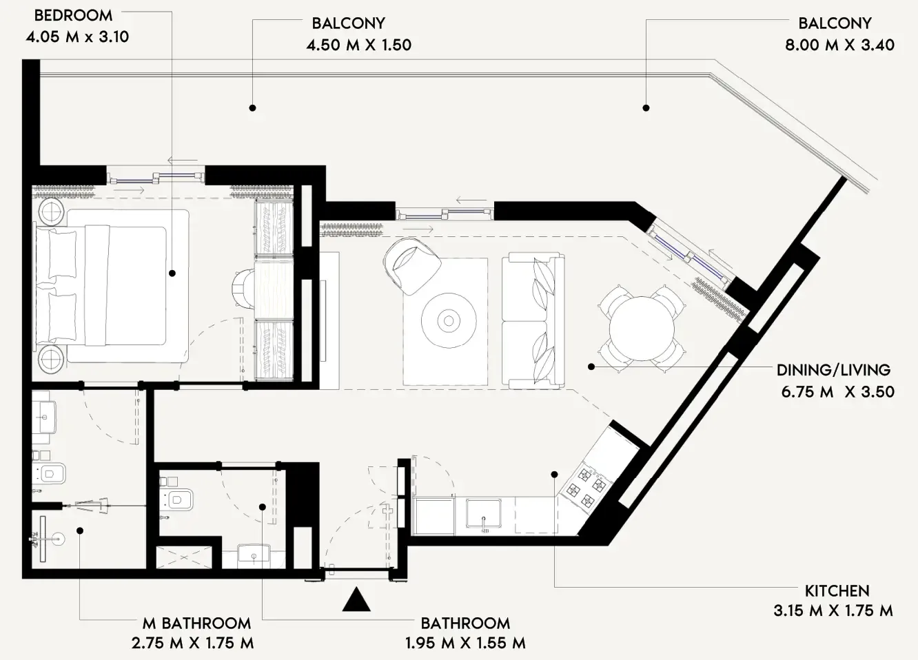 Azizi Lina 1 bed floor plan, 867 sqft