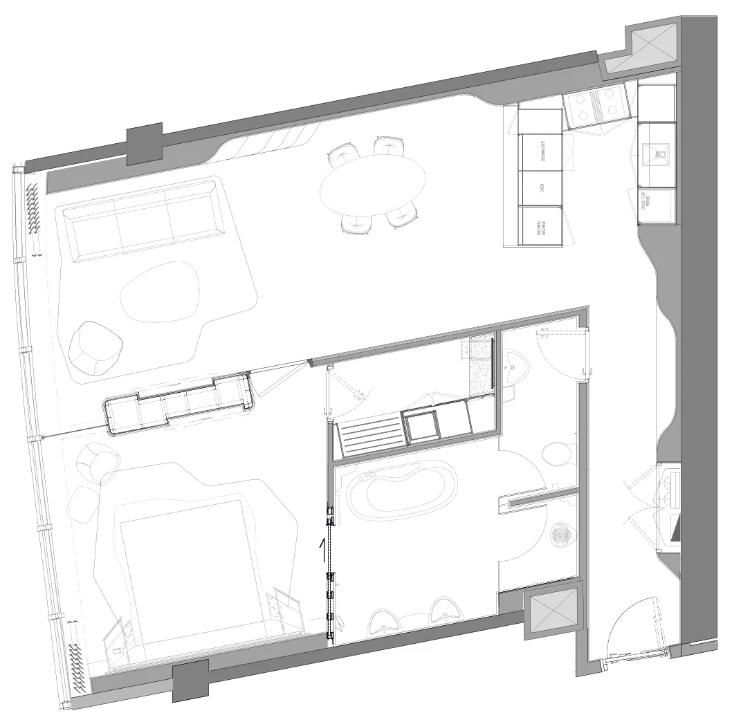 Opus By Zaha Hadid 1 bed floor plan, 909 – 1,124 sqft