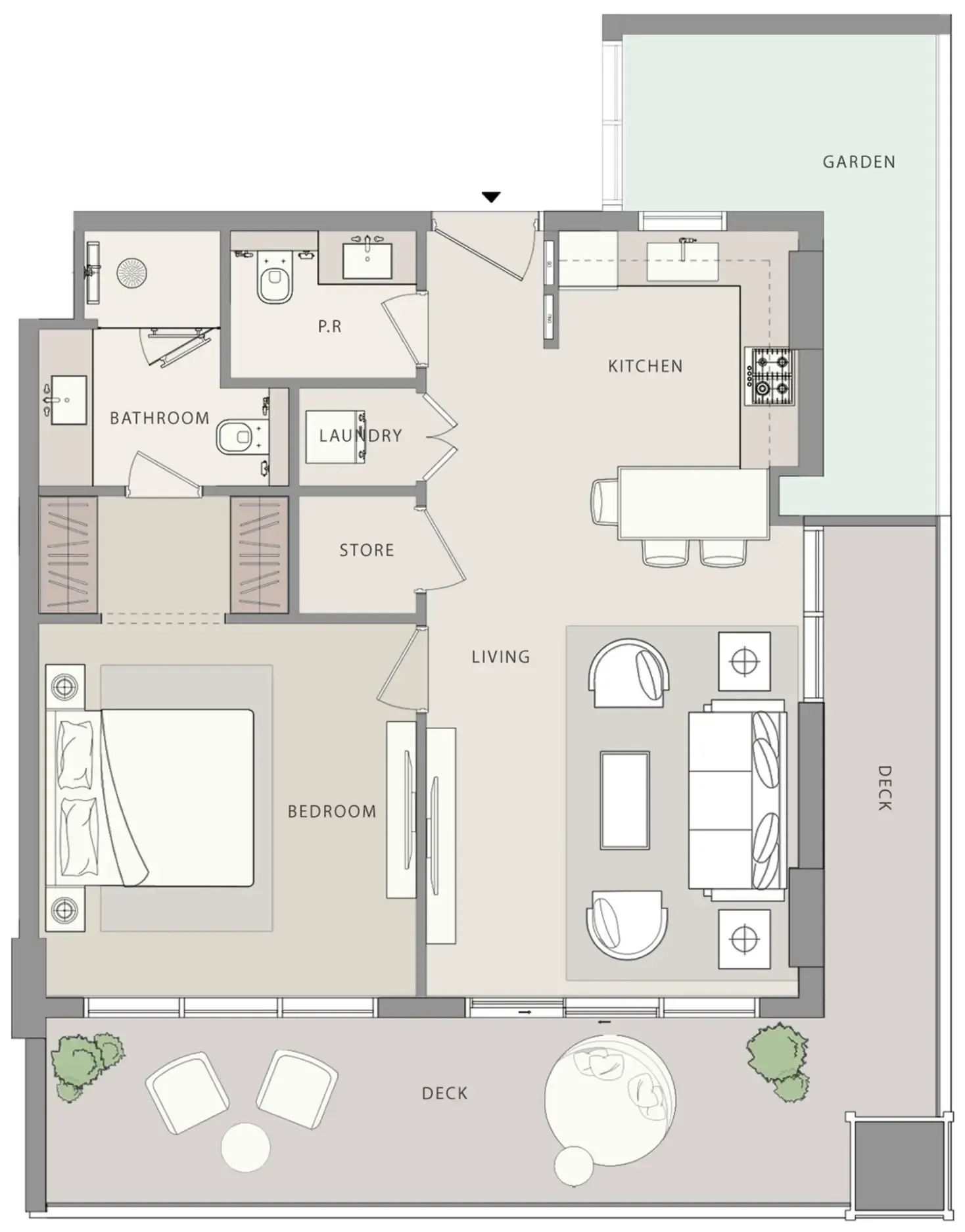 Uno-Luxe 1 bed floor plan, 1,051 sqft