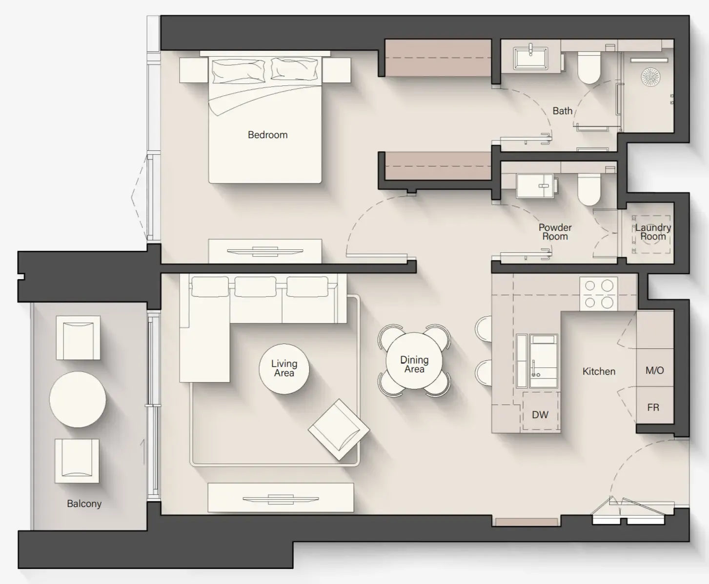 Eltiera Views 1 bed floor plan, 803 sqft