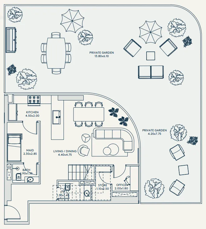 Rivage 2 bed floor plan, 3,023 sqft