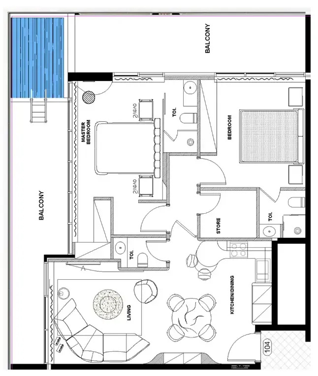 Natuzzi Harmony 2 bed floor plan, 1,379 sqft