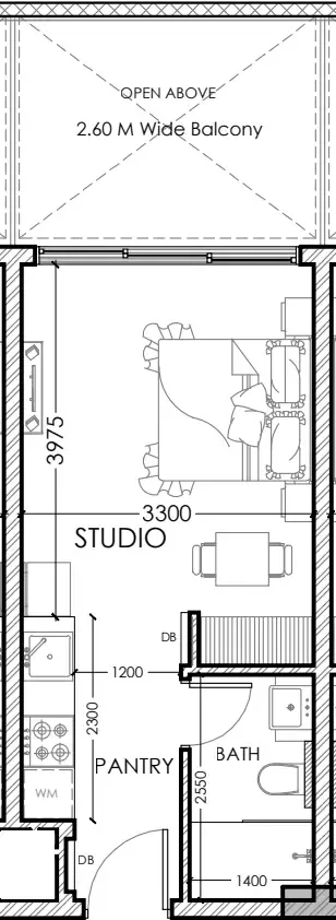 Al Haseen Residences 5 Studio floor plan, 414 sqft