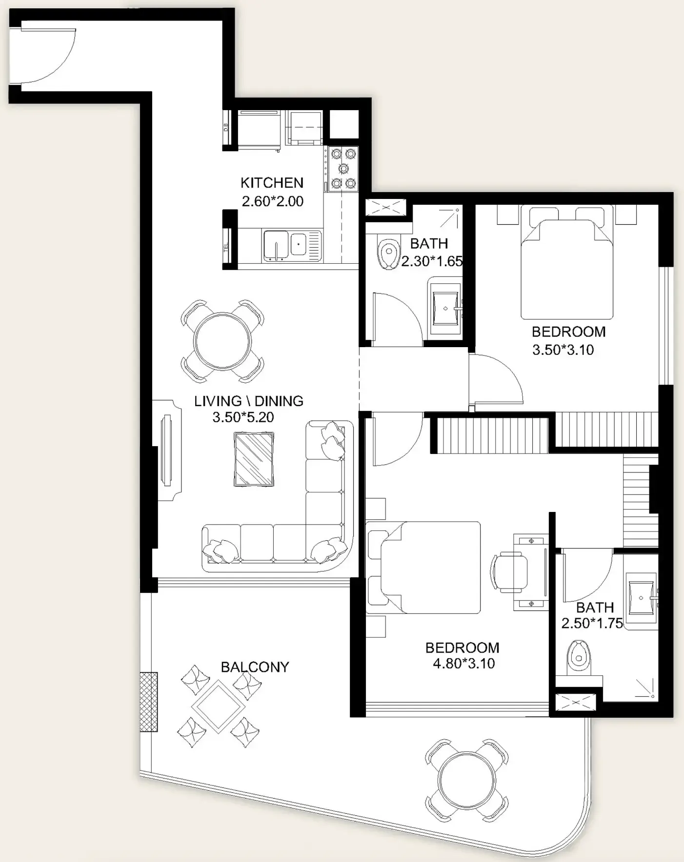 X11 2 bed floor plan, 1,137 sqft