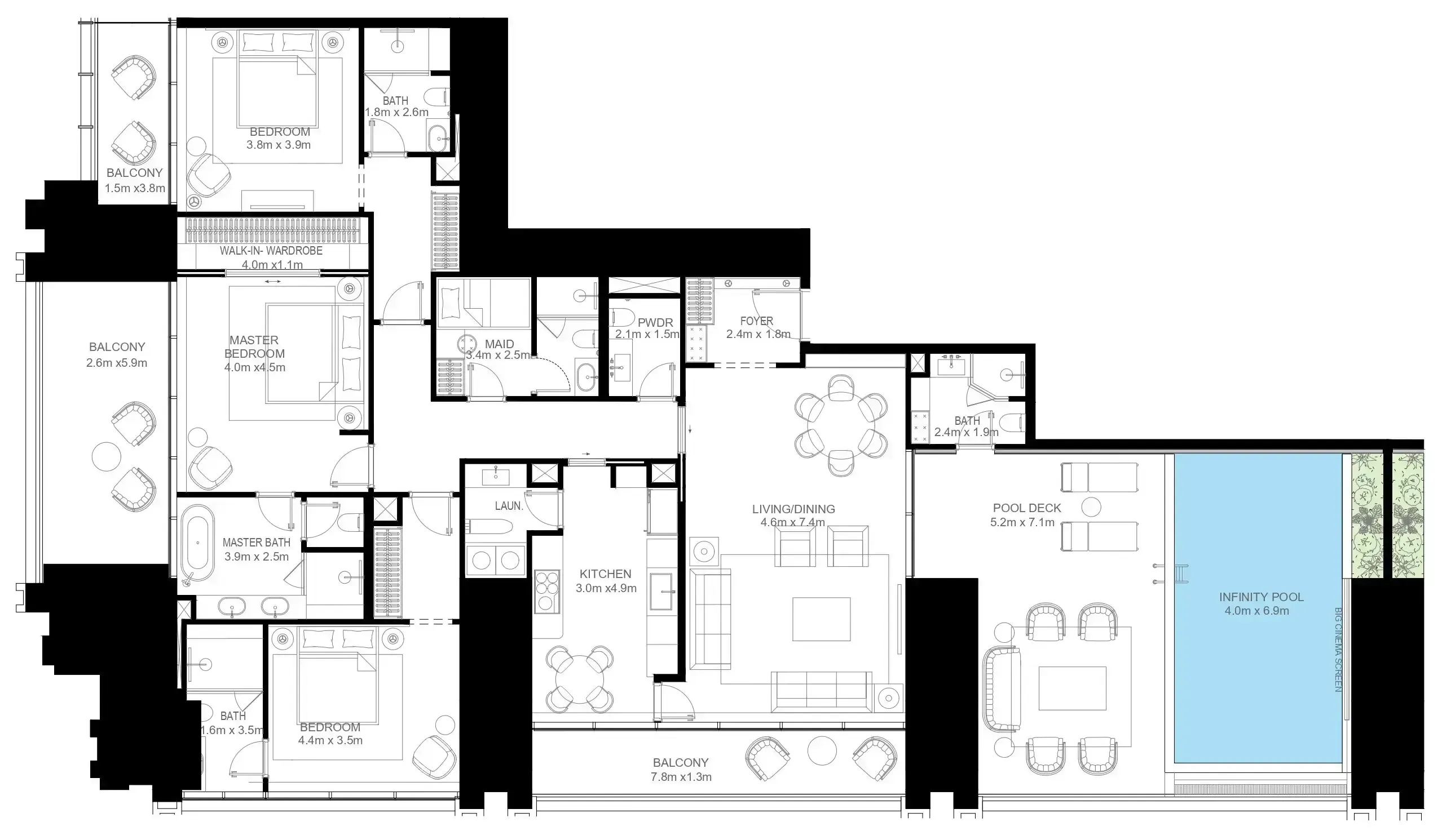 Burj Binghatti Jacob and Co Residences 3 bed floor plan, 2,262 – 3,354 sqft
