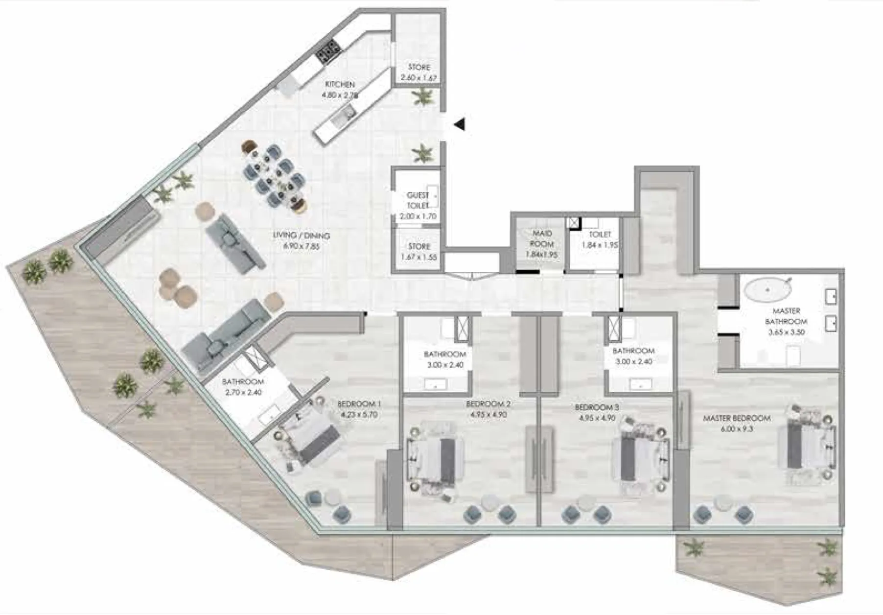 Habtoor Grand Residences 4 bed floor plan, 4,258 sqft