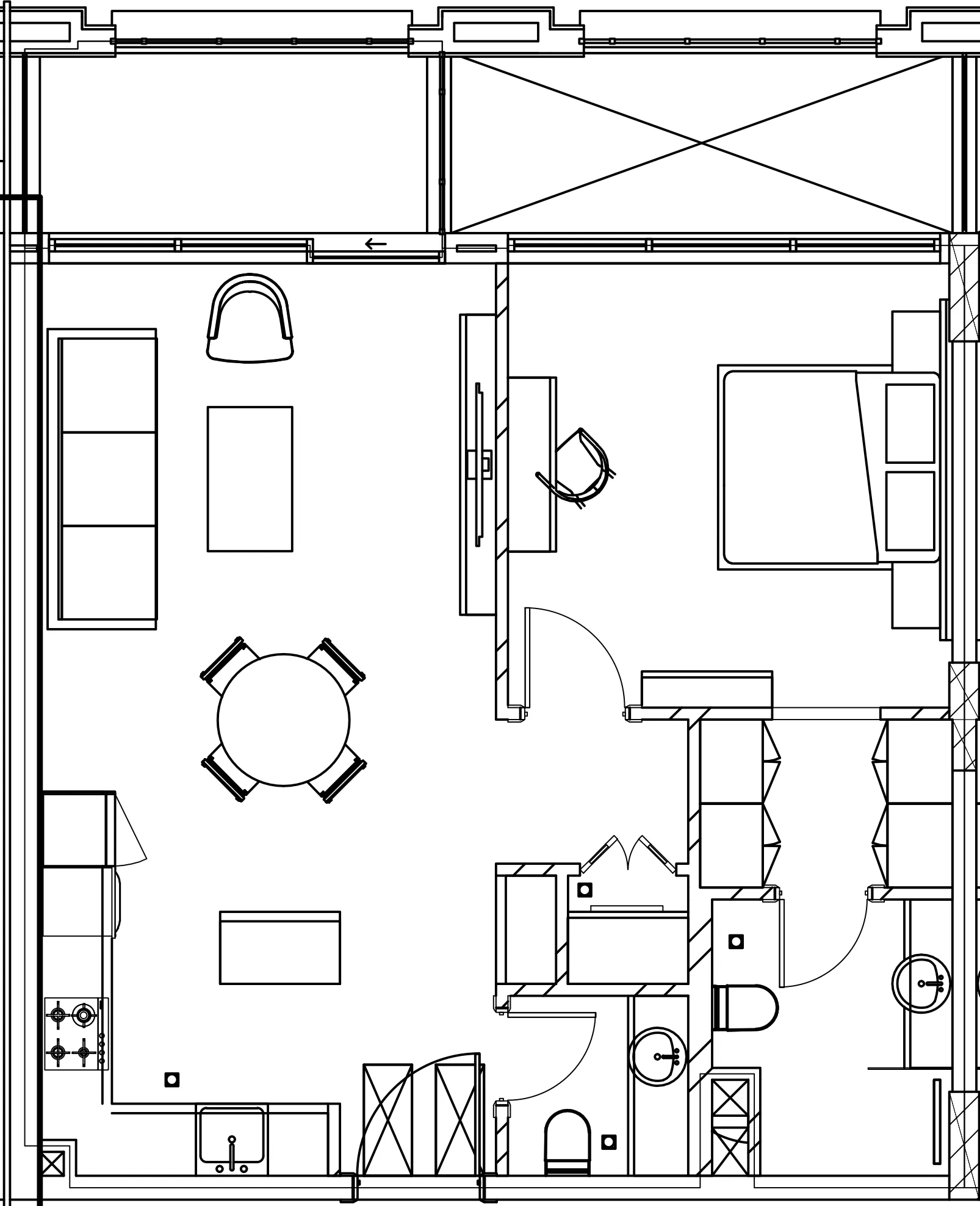 Berkeley Square 1 bed floor plan, 718 sqft