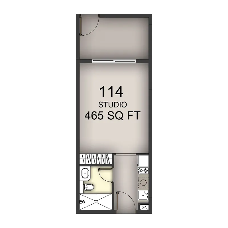 Aizel Tower Studio floor plan, 465 sqft
