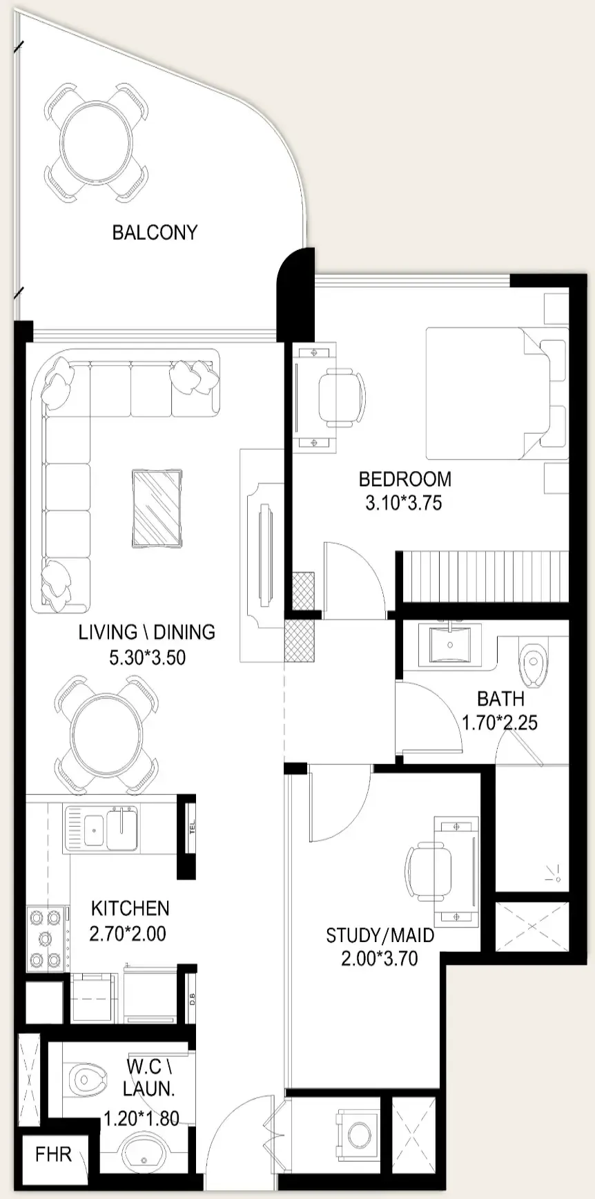 X11 1 bed floor plan, 933 sqft