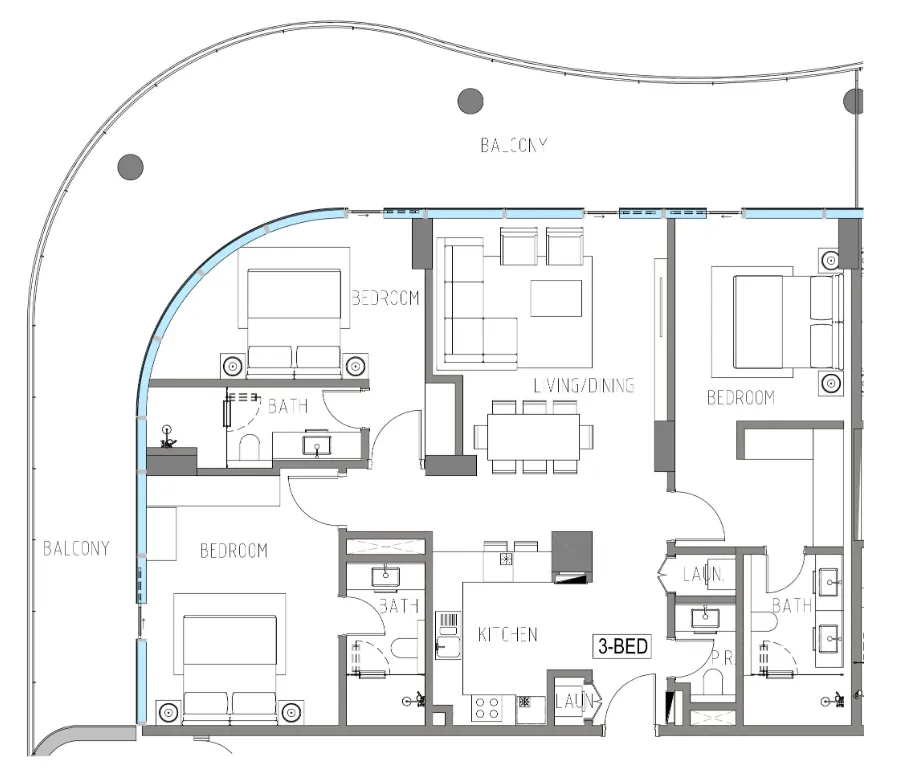 Damac Casa 3 bed floor plan, 2,181 sqft