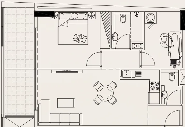 Casa Vista Residence 1 bed floor plan, 846 sqft