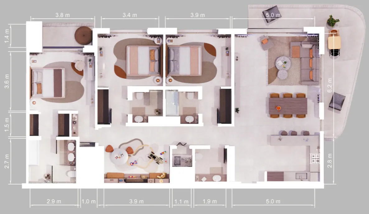 Verdes by Haven 3 bed floor plan, 1,830 sqft