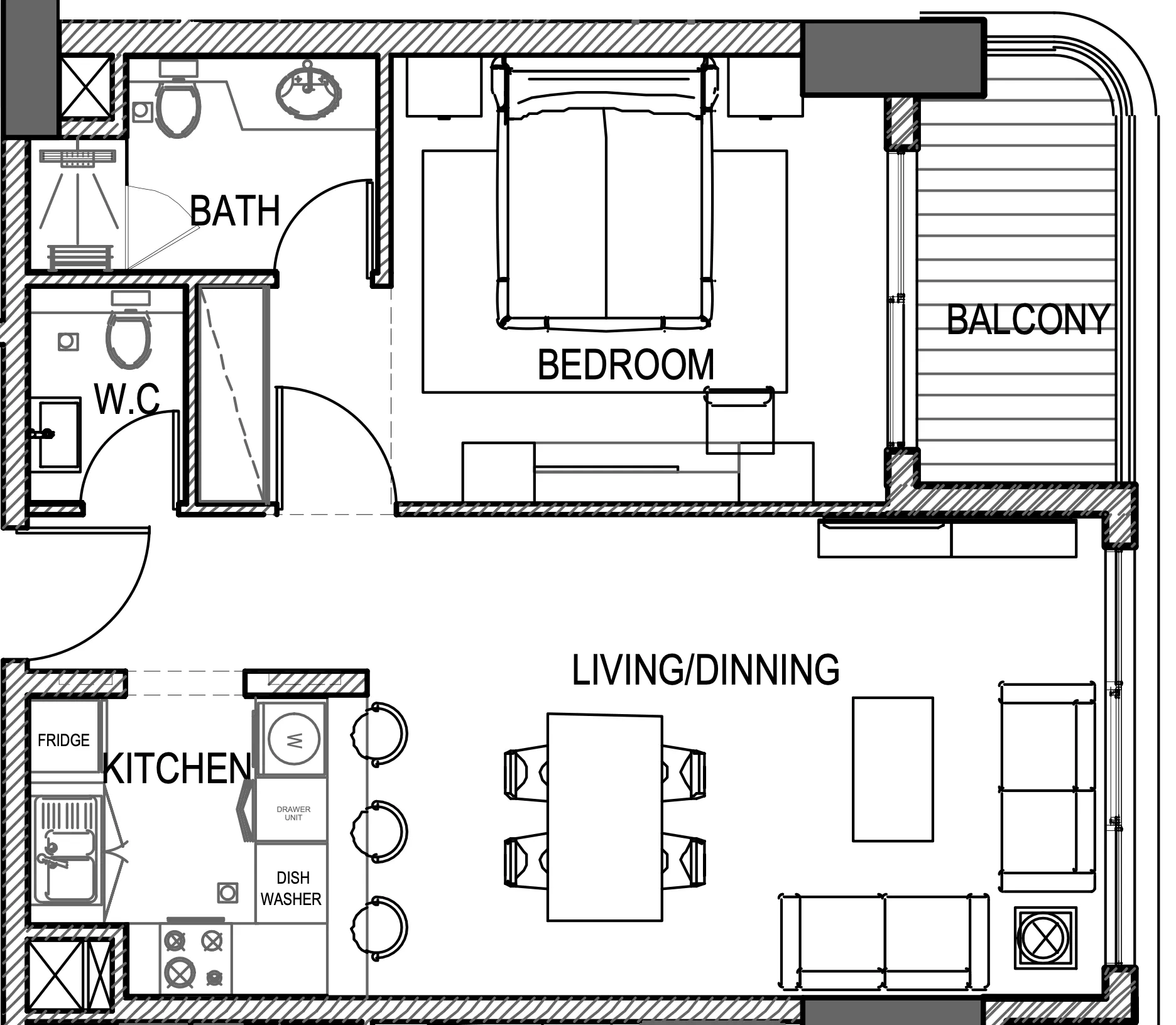 Urban Life 1 bed floor plan, 777 sqft