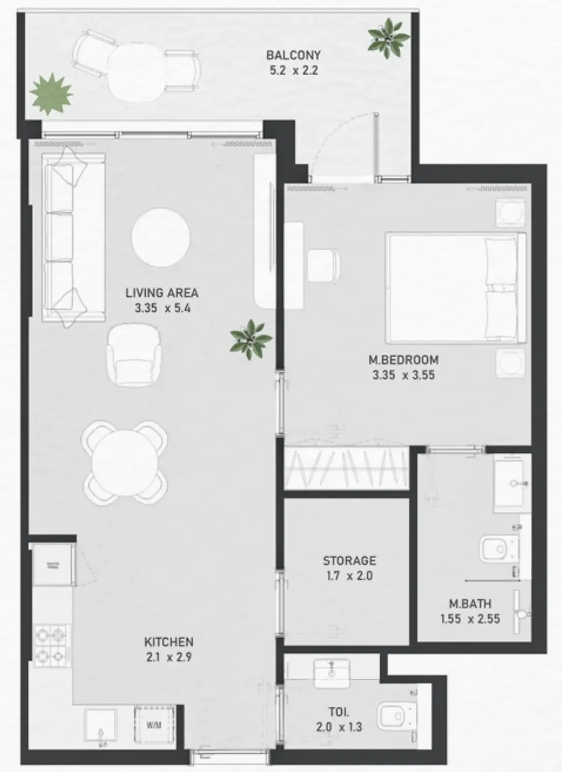 Ayami Residence 1 bed floor plan, 699 sqft