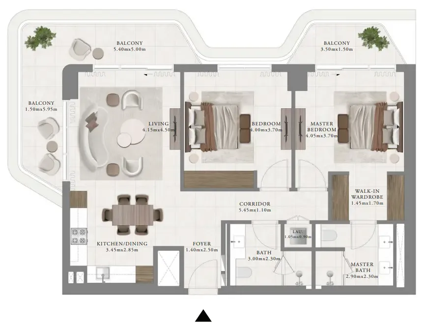 Sera 2 2 bed floor plan, 1,336 sqft