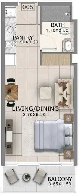 Arlington Park 2 Studio floor plan, 421 sqft