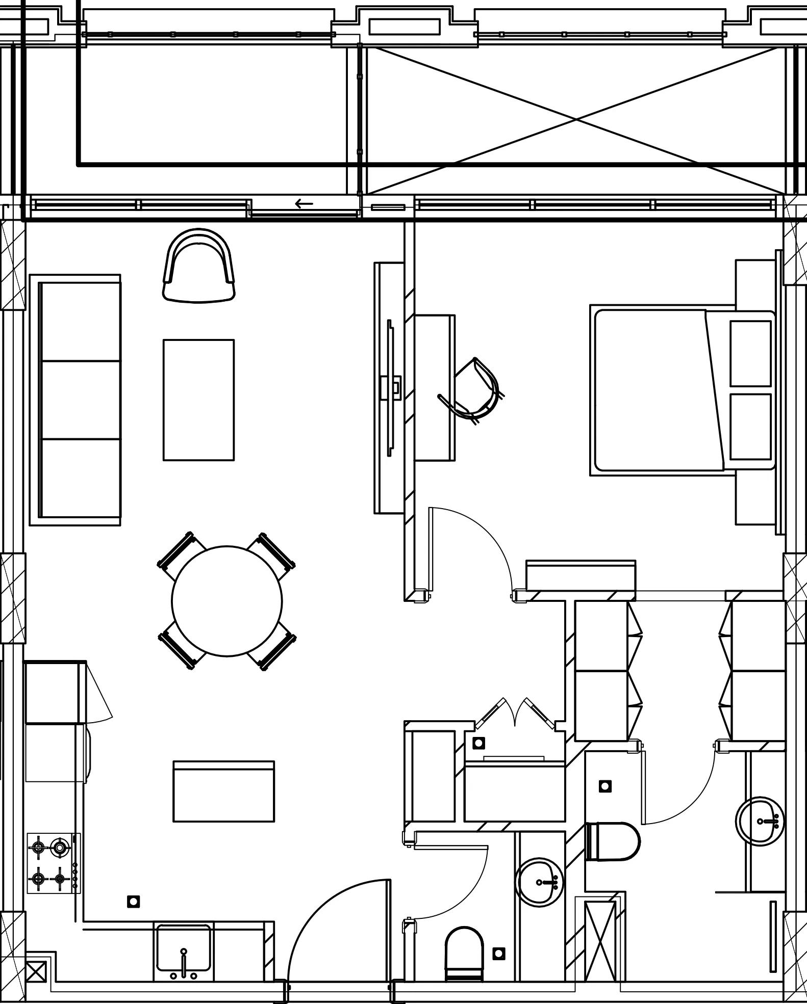 Berkeley Square 1 bed floor plan, 716 sqft