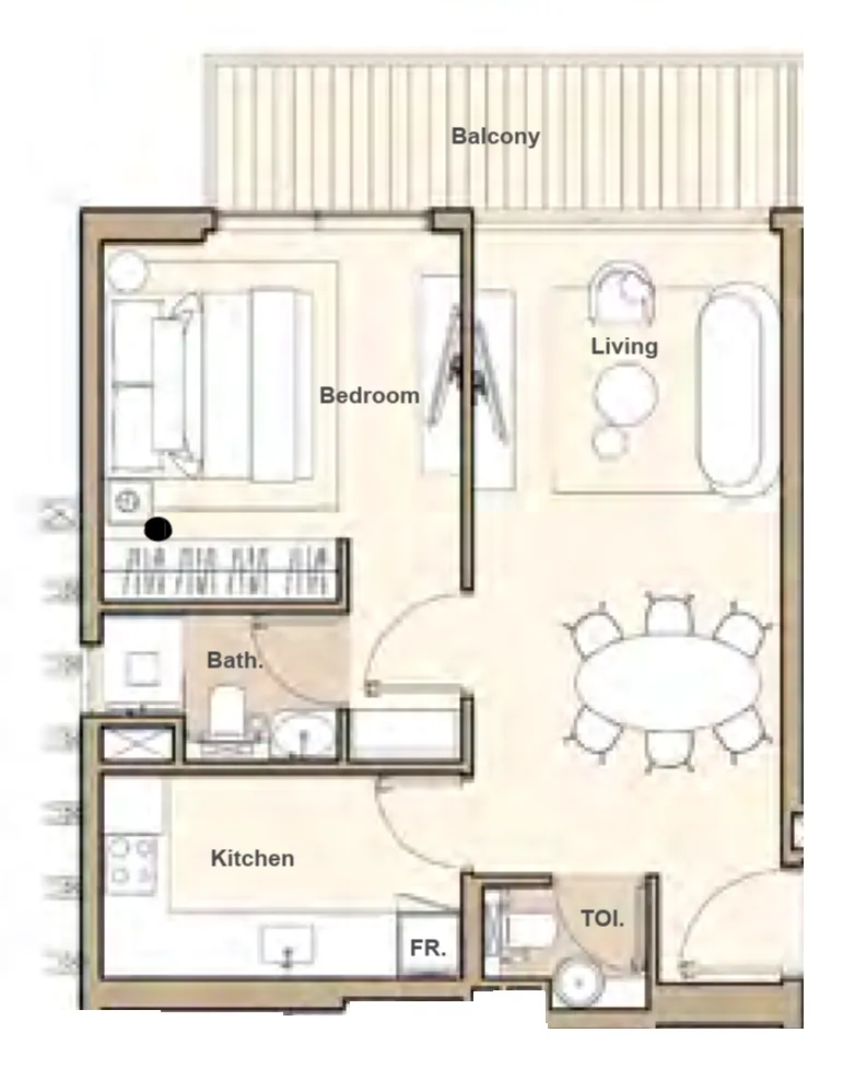 Lume Residences 1 bed floor plan, 639 sqft