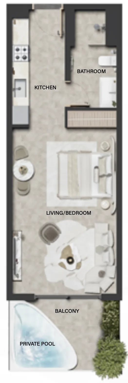 Weybridge Gardens 4 Studio floor plan, 546 sqft