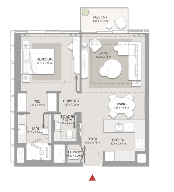 City Walk Crestlane 1 bed floor plan, 785 sqft