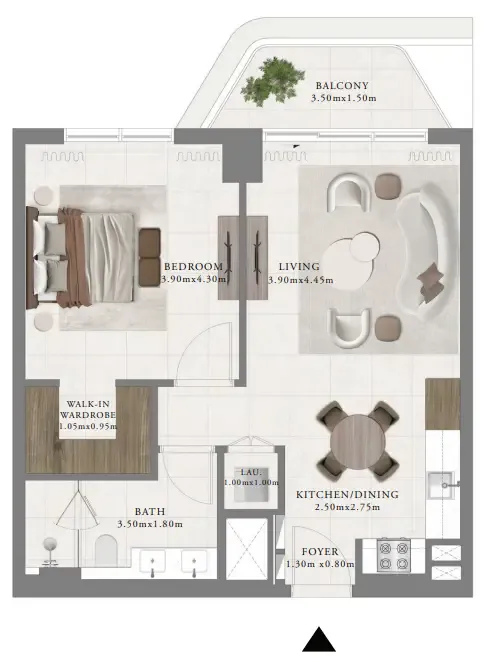 Sera 2 1 bed floor plan, 759 sqft