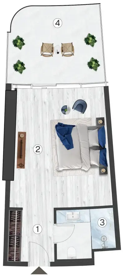 Radisson Blu Hotel & Residences Studio floor plan, 540 sqft