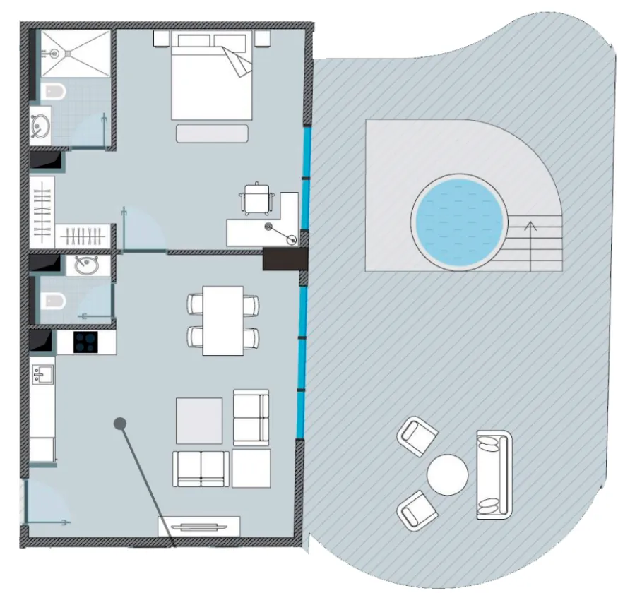 NEXT Coral 1 bed floor plan, 1,721 sqft