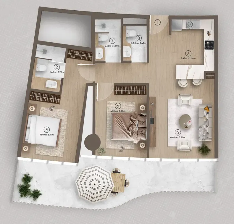 Azure by Lapis 2 bed floor plan, 1,134 – 1,601 sqft